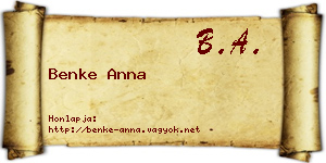 Benke Anna névjegykártya